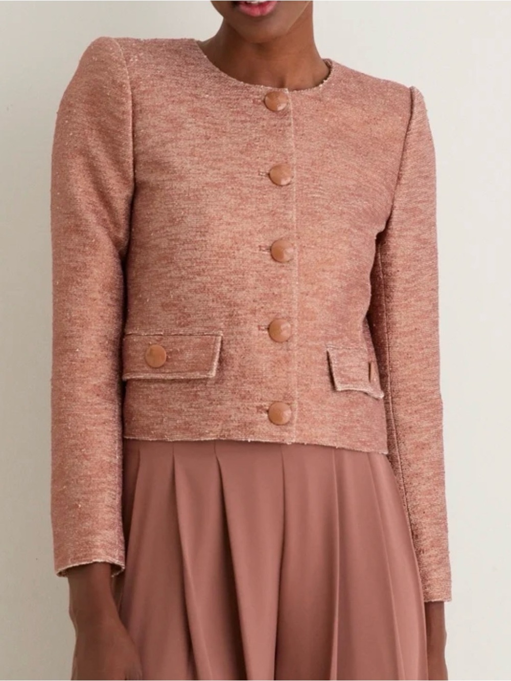 L'Agence Light Auburn Zell Collarless Jacket NWT